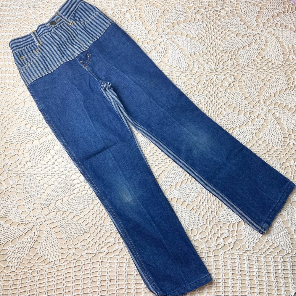 Vintage Contrast Striped Jeans girls 8 slim